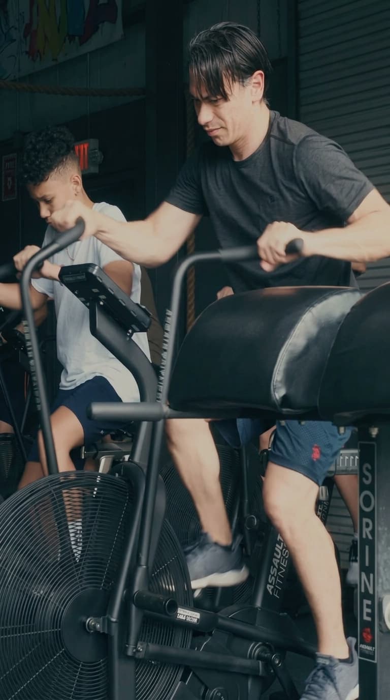 Side-by-side Assault Bike effort